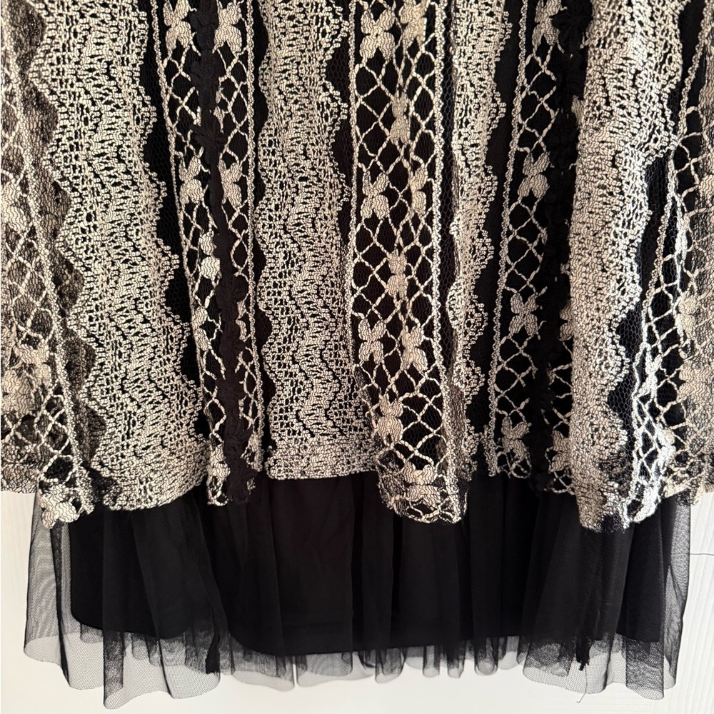 Altar'd State Black and Cream Lace A-Line Skirt - Picture 3 of 6